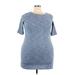 Faded Glory Casual Dress - Bodycon Crew Neck Short sleeves: Blue Marled Dresses - Women's Size 2X-Large