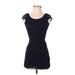 Divided by H&M Casual Dress - Bodycon Scoop Neck Short sleeves: Black Print Dresses - Women's Size 4