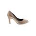 Salvatore Ferragamo Heels: Pumps Stilleto Cocktail Party Tan Print Shoes - Women's Size 9 - Almond Toe