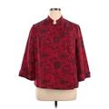 Norm Thompson Jacket: Below Hip Red Paisley Jackets & Outerwear - Women's Size 1X - Print Wash