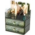 Kyoffiie Makeup Organizer with Stackable Drawers Large Capacity Makeup Vanity Organizer with Compartment 3 Tier Cosmetic Storage Rack Diamond Pattern Makeup Case Organizer for Dresser Bathrooms