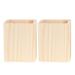 2 Pcs Single Compartments Wooden Container Pen Holder Office Organizer Unfinished Solid Color Case Pot for Home Office DIY Graffiti Random Style(Square Tube)