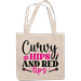 12oz Canvas Tote Bag - Curvy Hips and Red Lips with Lipstick Smooch & Powder Brushes Design - Beauty Themed Merch for Makeup Artist or Cosmetologist Gift for Makeup Lovers & Beauticians