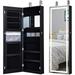 Jewelry Cabinet Box Armoire Door Wall Mount Lockable Touch Screen Light Full Length Mirror 47.5in Inside Makeup Mirrored Storage Jewelry Box Organizer with Lipstick Holder (Black)