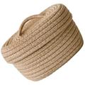 Tabletop Woven Storage Organizer Cotton Rope Woven Container Lidded Storage Basket for Makeup Jewelry Toy