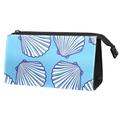 OWNTA Shell Pattern Makeup Organizer Travel Pouch: Lightweight Microfiber Leather Cosmetic Bag