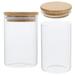 2 Pcs Cosmetic Cotton Swab Storage Box Glass Jar with Lid Dresser Container Transparent Swabs Vanity Shelves