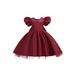 wybzd Kids Girls Cocktail Party Dress Mesh Patchwork Bowknot Satin Gowns