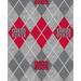 Ohio State University Fleece Blanket Fabric With Argyle Design On Heather Ground-Sold By The Yard Argyle Fleece Fabric-Fleece Blanket Fabric