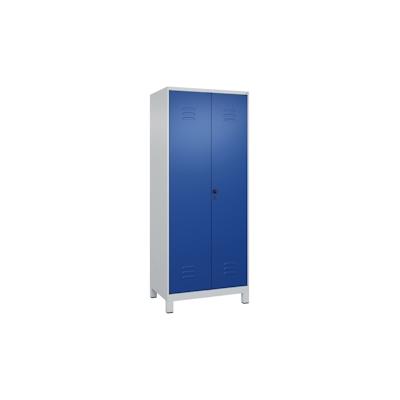 C+P Aufbewahrungs Doppel-Spind Classic PLUS, Füßen, 2 Abteile, HxBxT 195x80x50cm, Sicherheitsdrehriegel, Hellgrau/Enzianblau von PROREGAL Image