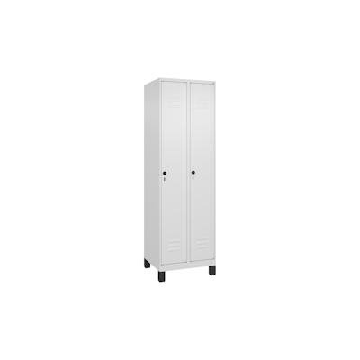 C+P Aufbewahrungsspind Classic PLUS, Füßen, 2 Abteile je 4 Fachböden, HxBxT 195x60x50cm, Sicherheitsdrehriegel, Verkehrsweiß von PROREGAL Image