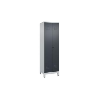 C+P Aufbewahrungs Doppel-Spind Classic PLUS, Füßen, 2 Abteile, HxBxT 195x60x50cm, Sicherheitsdrehriegel, Hellgrau/Anthrazit von PROREGAL Image