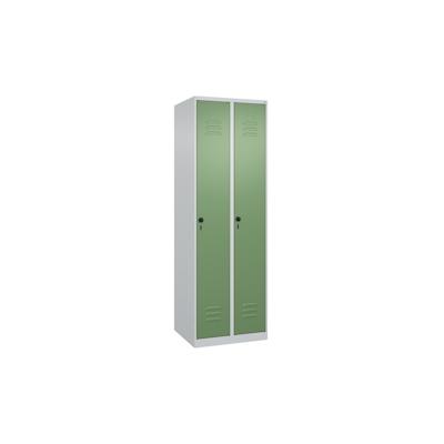 C+P Aufbewahrungsspind Classic PLUS, 2 Abteile je 4 Fachböden, HxBxT 185x60x50cm, Sicherheitsdrehriegel, Hellgrau/Resedagrün von PROREGAL Image