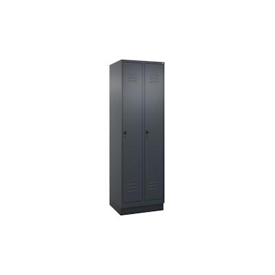 C+P Aufbewahrungsspind Classic PLUS, Sockel, 2 Abteile je 4 Fachböden, HxBxT 195x60x50cm, Sicherheitsdrehriegel, Anthrazit von PROREGAL Image