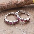Ruby Days,'Classic One-Carat Ruby and Sterling Silver Hoop Earrings'
