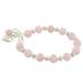 Soft Hearts,'Rose Quartz Beaded Bracelet with Heart Charms from Thailand'