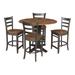 42 in Solid Wood Round Drop Leaf Counter Height Dining Table with Stools in Hickory/Washed Coal