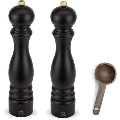 Peugeot Paris u'Select Salt & Pepper Mill Gift Set, Chocolate - With Wooden Spice Scoop (12 Inch)