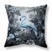 Grey And Blue Tropical Flamingo Haven Indoor/Outdoor Throw Pillow Zipper