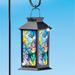 Solar Lighted Fake Stained Glass Butterfly Lantern with Shepherds Hook - 4.25 x 10.75 x 4.25