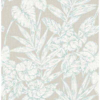 A-Street Prints Fiji Turquoise Floral Wallpaper