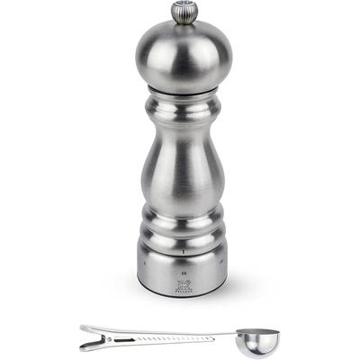 Peugeot Paris Chef u'Select Stainless Steel Salt Mill - With Stainless Steel Spice Scoop/Bag Clip (7 -Inch, Salt Mill)