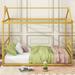 Gold Queen Size Metal House Shape Platform Bed Floor Bed Frame