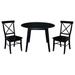 42" Solid Wood Round Dual Drop Leaf Table with 2 Dining Chairs