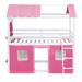 Wood Twin Over Twin Playhouse Bunk Bed, Kids Loft Bed with Tent