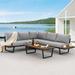 Outdoor Sectional Sofa Set with Coffee Table, 91''×91'' Extra Large L-Shaped Outdoor Conversation Set, Gray - 91*80*24