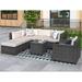 8 Piece Rattan Sectional Seating Group with Cushions and Storage Ottomans, Outdoor Patio Sofa Couch Sets with 2 Side Table