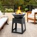 Gymax Patio Fire Pit w/ Firewood Log Rack Outdoor Wood Burning