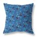 Blue And Teal Songbird Flora Parade Indoor/Outdoor Throw Pillow