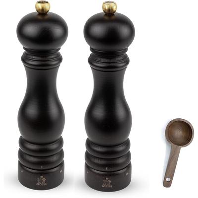 Peugeot Paris u'Select Salt & Pepper Mill Gift Set, Chocolate - With Wooden Spice Scoop (9 Inch)