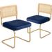 CangLong , Upholstered Velvet Seat Armless Chairs with Metal Legs for Home Kitchen Dining Room, Set of 2, Blue