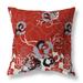 Red And Gray Regal Rose Retreat Indoor/Outdoor Throw Pillow Zipper