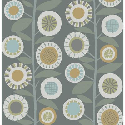 A-Street Prints Sisu Grey Floral Geometric Wallpaper