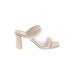 Dolce Vita Mule/Clog: Slip On Chunky Heel Casual Ivory Print Shoes - Women's Size 7 1/2 - Open Toe