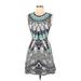 BCBGMAXAZRIA Casual Dress - Shift: Blue Graphic Dresses - Women's Size X-Small