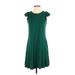 Old Navy Casual Dress - A-Line Crew Neck Short sleeves: Green Print Dresses - Women's Size Small