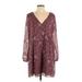 BCBGeneration Casual Dress - Shift Plunge Long sleeves: Burgundy Dresses - New - Women's Size Medium