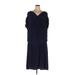 Kiyonna Casual Dress V-Neck Short sleeves: Blue Print Dresses - Women's Size 30 Plus