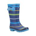 Cotswold Stripe Kids Wellington Boots - Blue/Green/Yellow