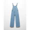 Mango Kids' Boston Denim Dungarees, Open Blue