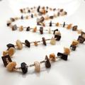 Free People Jewelry | Botswana Agate Boho Crystal Stone Necklace | Color: Brown/Cream | Size: Os