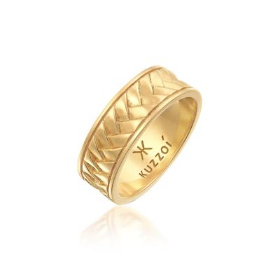 Silberring KUZZOI "Herren Bandring Used Vintage Retro 925 Silber" Gr. 54, gold, Fingerringe, Herren, 54mm, ohne Stein, Silber 925 (Sterlingsilber) Image