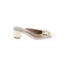 Tory Burch Mule/Clog: Slip-on Chunky Heel Casual Gold Print Shoes - Women's Size 5 1/2 - Almond Toe