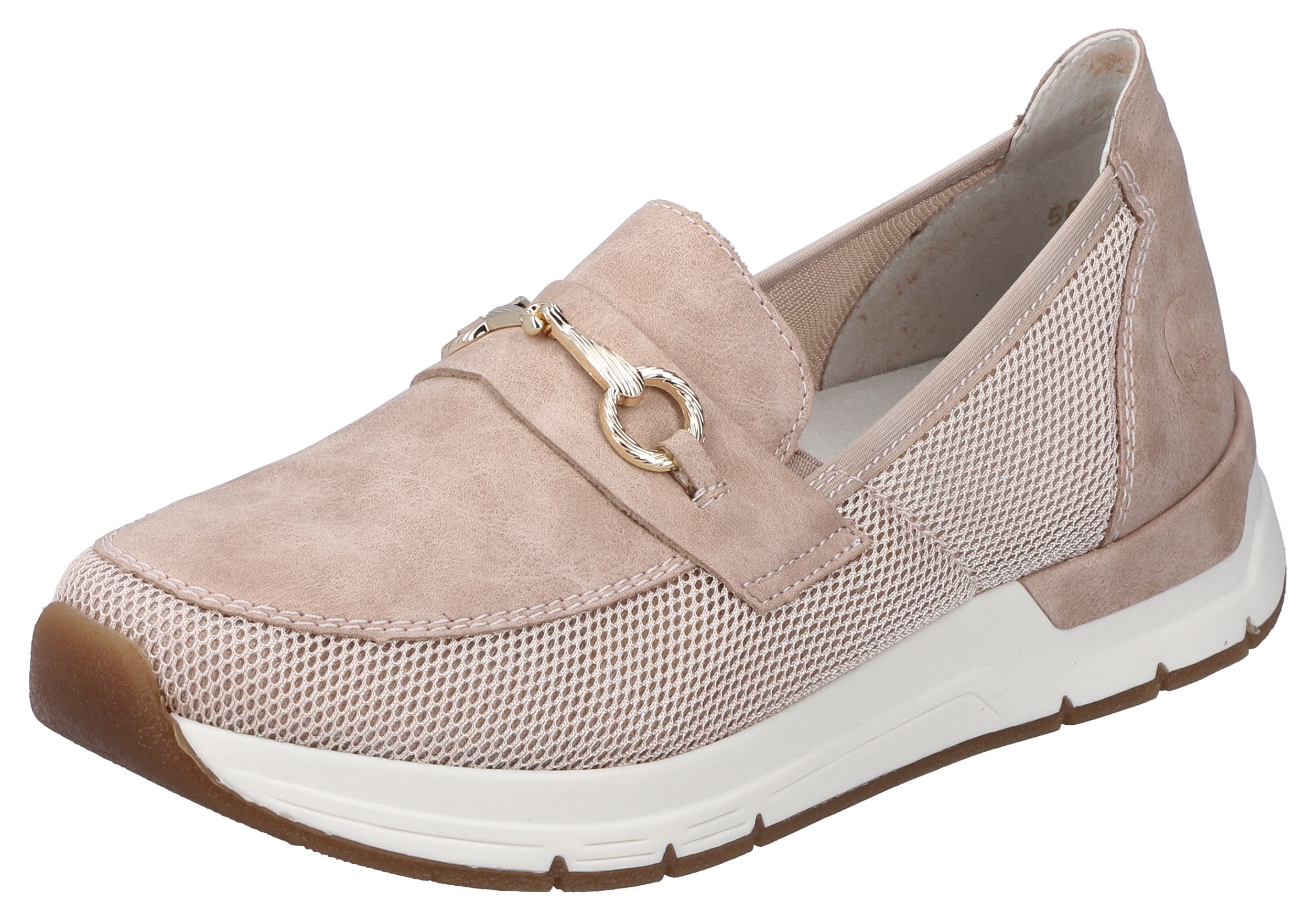 Slip-On Sneaker RIEKER "Slipper vegan", Damen, Gr. 37, rosa (rosé), Lederimitat, Textil, Schuhe Sneaker, Slipper, Freizeitschuh mit eleganter Zierspange