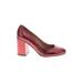 L'autre Chose Heels: Pumps Chunky Heel Cocktail Party Red Solid Shoes - Women's Size 39 - Round Toe