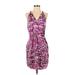 Banana Republic Factory Store Casual Dress - Mini V Neck Sleeveless: Purple Floral Dresses - Women's Size Small